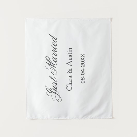 Gerade verheiratet Name des Paares Datum Jahr Hoch Wandteppich (Vorderseite)