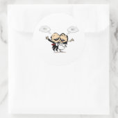 Gerade verheiratet runder aufkleber (Tasche)