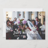 Gerade verheiratet Schreibwriter Vintage Hochzeit  Ankündigung (Vorderseite)