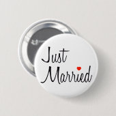 Gerade verheiratet (Skript mit rotem Herzen) Button (Vorne & Hinten)