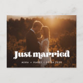 Gerade verheiratet Vintage Retro-Foto Postkarte (Vorderseite)