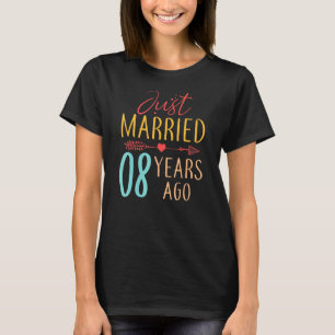 Gerade verheiratet vor 8 Jahren Retro Couple 8. T-Shirt