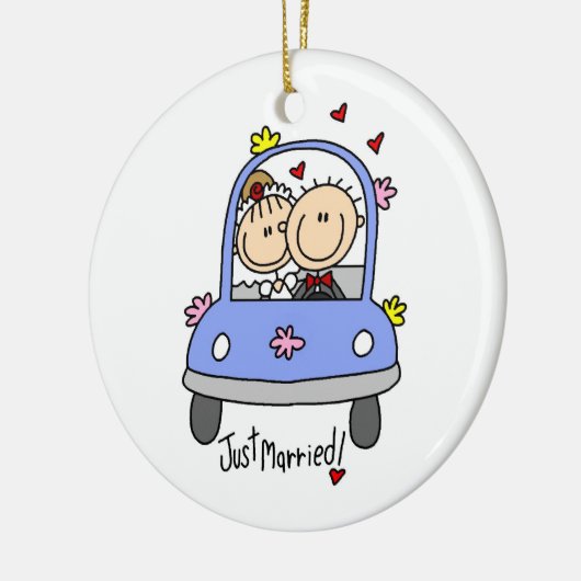Gerade verheiratete Braut und Bräutigam-T - Shirts Keramikornament (Links)