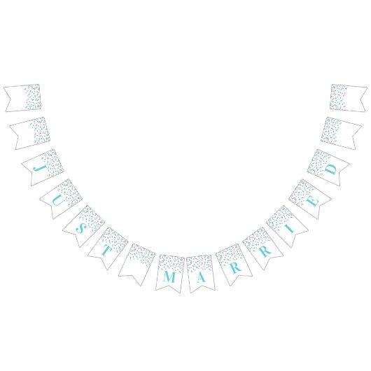 Gerade verheiratete Fahnehellblauer silberner Wimpelkette (Alle)