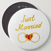 Gerade verheiratete Flitterwochen-reines Gold Button (Vorne & Hinten)