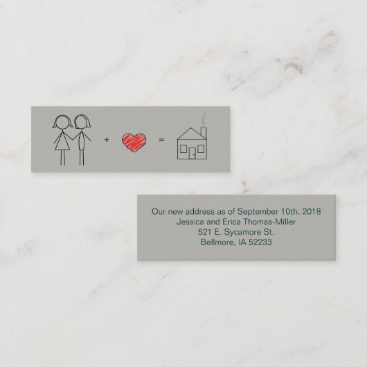 Gerade verheiratete Frauen-neue Adresse Mini Visitenkarte (Vorne/Hinten)