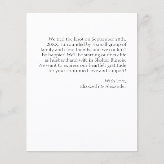 Gerade verheiratete Hochzeitskarten | Blue Bow (Rückseite)