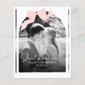 Gerade verheiratete Hochzeitskarten | Pink Bow (Vorderseite)
