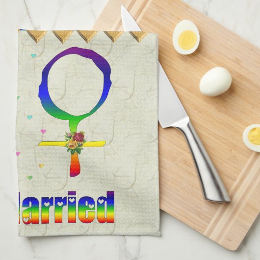 Gerade verheiratete Lesben Geschirrtuch (Viertel Falte)