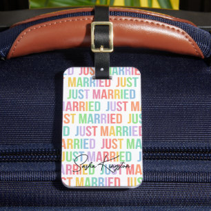 Gerade verheiratete LGBTQ moderne Typografie Gepäckanhänger