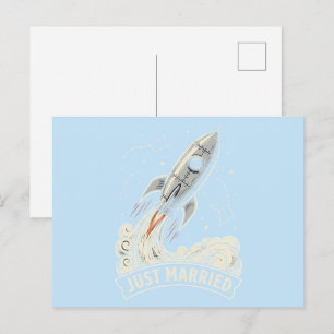 Gerade verheiratete Rakete Postkarte