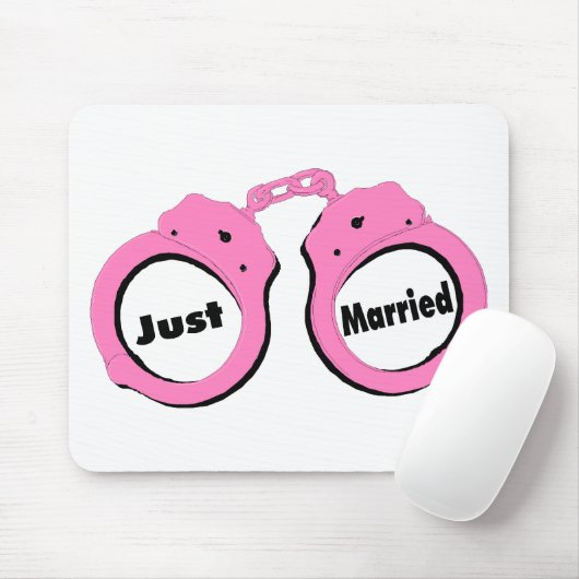 Gerade verheiratete Rosa-Handschellen Mousepad (Mit Mouse)
