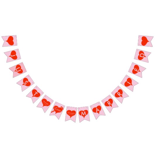 Gerade verheiratete rote Herz-rosa Flaggen-Fahne Wimpelkette (Alle)
