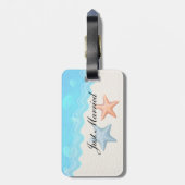 Gerade verheiratete Seashells-Strand-Hochzeit Gepäckanhänger (Rückseite vertikal)
