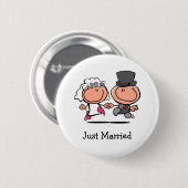 Gerade verheirateter Cartoon Knopf Button (Vorne & Hinten)