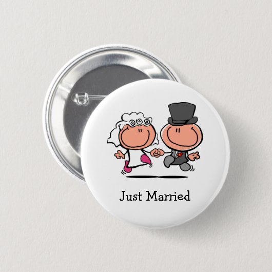 Gerade verheirateter Cartoon Knopf Button (Vorne & Hinten)