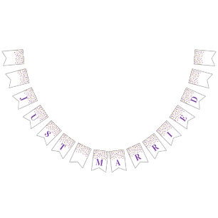 Gerade verheirateter Fahnen-GoldsilberConfetti Wimpelkette