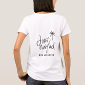 Gerade verheirateter Palme-Hochzeitsgeschenkstrand T-Shirt (Rückseite)