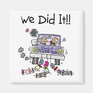 Gerade verheiratetes Hochzeits-Auto Magnet