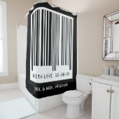 Gerade verheiratetes Hochzeits-Datums-lustiger Duschvorhang (Beispiel)