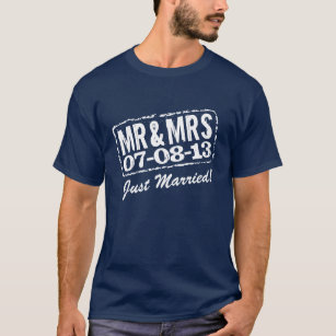 Gerade verheiratetes T-Shirt mit Hochzeitsdatum  