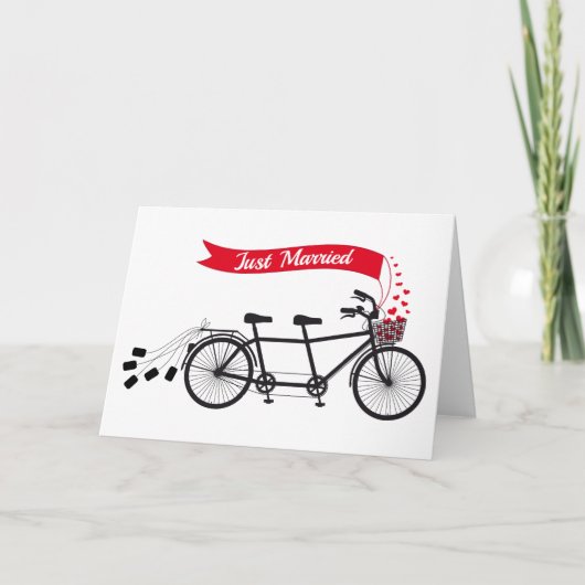 Gerade verheiratetes, wedding Tandemfahrrad Ankündigung (Vorderseite)
