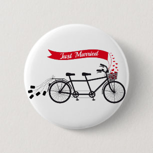 Gerade verheiratetes, wedding Tandemfahrrad Button