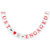 GERADE VERLOBTER, roter Text - Herz, Ring und Wimpelkette (Alle)