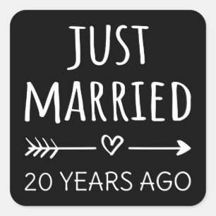 Gerade vor 20 Jahren verheiratet I Quadratischer Aufkleber