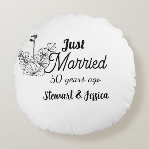 Gerade vor 50 Jahren geheiratet Hochzeitstag  Rundes Kissen