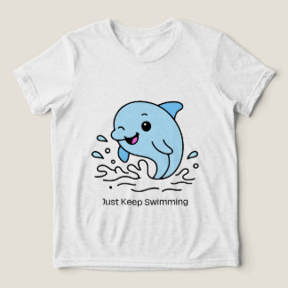 Gerade Weiter Schwimmen Delphin Kinder T-Shirt – C Tri-Blend Shirt
