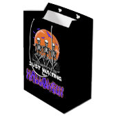 Gerade zu Halloween Gewartet, Spooky Skeleton Nied Mittlere Geschenktüte (Rückseite Schrägansicht)