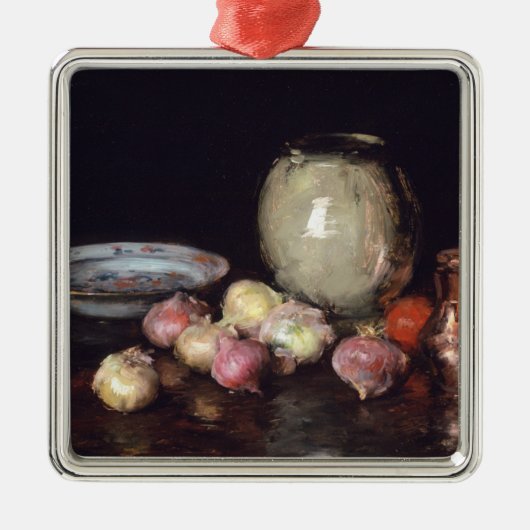 Gerade Zwiebeln Silbernes Ornament (Vorne)