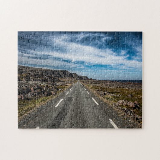 Geradeaus Landschaftliches Straßennetz Foto Puzzle (Horizontal)