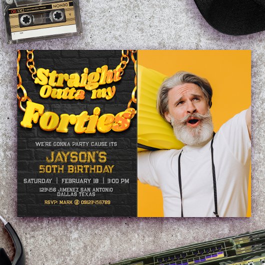 Geradeaus über meine Vierzigerjahre mit Foto Einladung