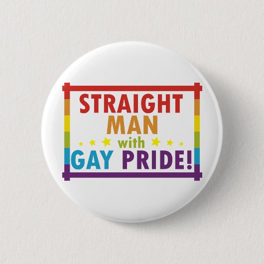 Gerader Mann mit Gay Pride Button (Vorderseite)