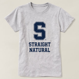 Gerades Naturhaar College-Letter-Grafik-T-Shirt T-Shirt