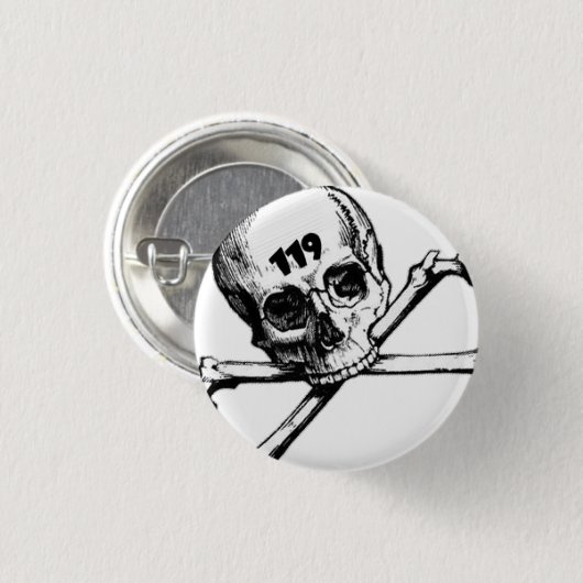 Geradeschädel Knopf Button (Vorne & Hinten)