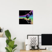 Geradeter Regenbogen auf Schwarz - Schmetterlinge Poster (Heimbüro)
