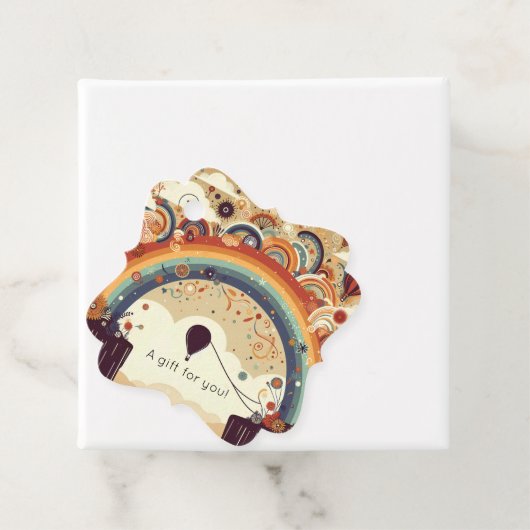 Geradeter Regenbogen-Design mit Heißluftballon Geschenkanhänger (Beispiel)