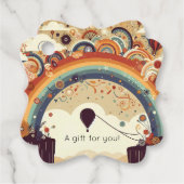 Geradeter Regenbogen-Design mit Heißluftballon Geschenkanhänger (Vorderseite)