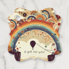 Geradeter Regenbogen-Design mit Heißluftballon Geschenkanhänger