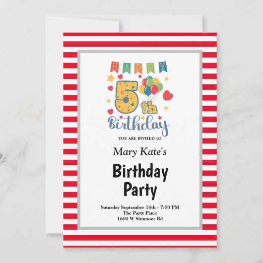 Gerahmt 5. Geburtstagsparty Einladung (Vorderseite)