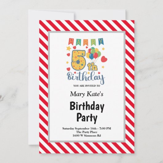 Gerahmt 5. Geburtstagsparty Einladung (Vorderseite)