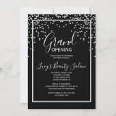 Gerahmt Black & White Confetti Grand Opening Einladung (Vorderseite)