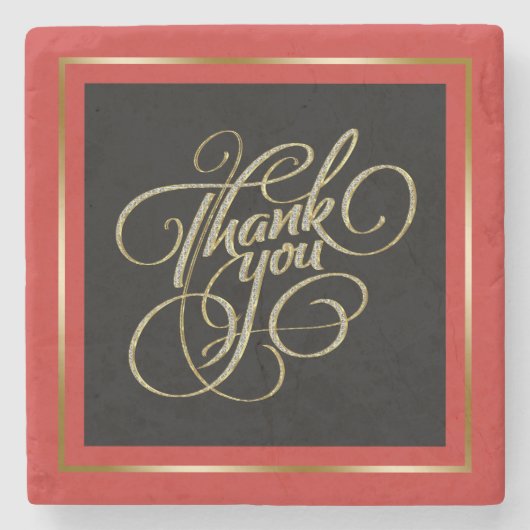 Gerahmt - Danke - Moderne Typografie Steinuntersetzer (Vorderseite)