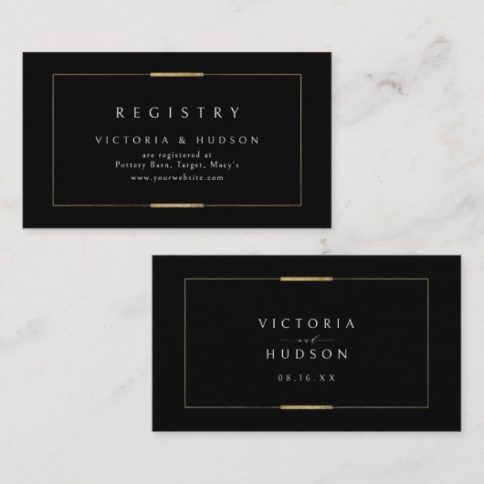 Gerahmt Elegance Black Simple Bridal Registrierung Platzkarte (Vorne/Hinten)