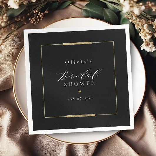 Gerahmt Elegance Black Simple Modern Brautparty Serviette