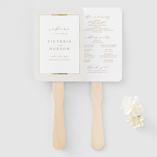 Gerahmt Elegance Einfaches Hochzeitsprogramm Fächer (Vorne und Hinten)