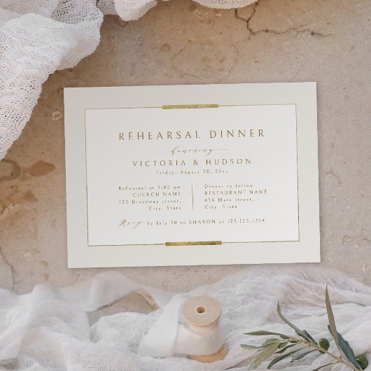Gerahmt Elegante Einfache Moderne Probe Abendessen Einladung
